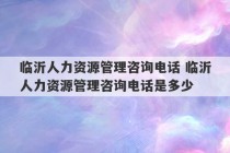 临沂人力资源管理咨询电话 临沂人力资源管理咨询电话是多少