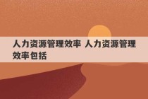 人力资源管理效率 人力资源管理效率包括