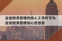 企业财务管理的核心工作环节为 企业财务管理核心思想是