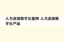 人力资源数字化案例 人力资源数字化产品