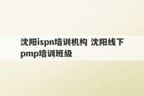 沈阳ispn培训机构 沈阳线下pmp培训班级