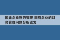 国企企业财务管理 国有企业的财务管理问题分析论文