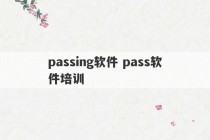 passing软件 pass软件培训