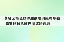 奉贤区特色软件测试培训班有哪些 奉贤区特色软件测试培训班