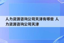 人力资源咨询公司天津有哪些 人力资源咨询公司天津