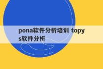 pona软件分析培训 topys软件分析