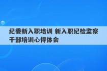 纪委新入职培训 新入职纪检监察干部培训心得体会