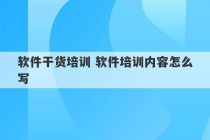 软件干货培训 软件培训内容怎么写