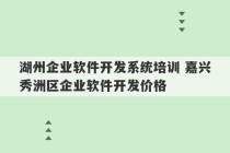 湖州企业软件开发系统培训 嘉兴秀洲区企业软件开发价格