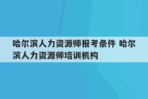 哈尔滨人力资源师报考条件 哈尔滨人力资源师培训机构