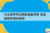 什么软件可以测左右脸对称 左右脸软件测试培训