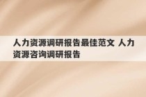 人力资源调研报告最佳范文 人力资源咨询调研报告