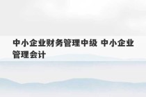 中小企业财务管理中级 中小企业管理会计