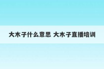 大木子什么意思 大木子直播培训