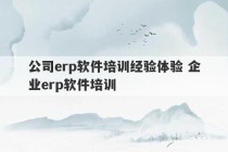 公司erp软件培训经验体验 企业erp软件培训