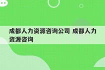 成都人力资源咨询公司 成都人力资源咨询