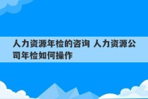 人力资源年检的咨询 人力资源公司年检如何操作