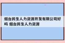 烟台民生人力资源开发有限公司好吗 烟台民生人力资源