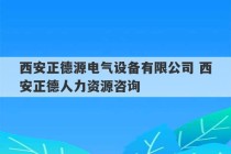 西安正德源电气设备有限公司 西安正德人力资源咨询