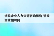 钢铁企业人力资源咨询机构 钢铁企业招聘网