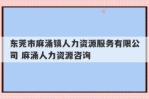 东莞市麻涌镇人力资源服务有限公司 麻涌人力资源咨询