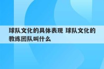 球队文化的具体表现 球队文化的教练团队叫什么