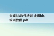 金蝶kis软件培训 金蝶kis培训教程 pdf