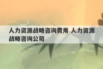 人力资源战略咨询费用 人力资源战略咨询公司