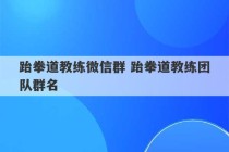 跆拳道教练微信群 跆拳道教练团队群名