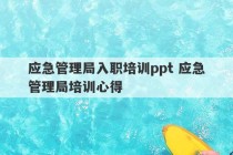 应急管理局入职培训ppt 应急管理局培训心得