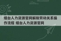 烟台人力资源官网解除劳动关系操作流程 烟台人力资源官网