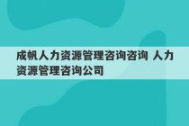 成帆人力资源管理咨询咨询 人力资源管理咨询公司