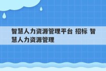 智慧人力资源管理平台 招标 智慧人力资源管理