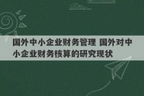 国外中小企业财务管理 国外对中小企业财务核算的研究现状