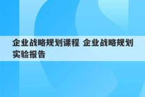 企业战略规划课程 企业战略规划实验报告