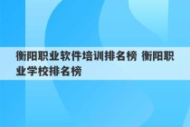 衡阳职业软件培训排名榜 衡阳职业学校排名榜