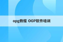 opg教程 OGP软件培训