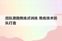 团队激励教练式训练 教练技术团队打造