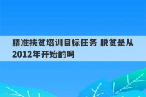 精准扶贫培训目标任务 脱贫是从2012年开始的吗