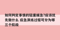 如何判定事情的轻重缓急?应该优先做什么 应急演练过程可分为哪三个阶段