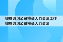 哪些咨询公司擅长人力资源工作 哪些咨询公司擅长人力资源