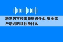 新东方学校主要培训什么 安全生产培训的目标是什么