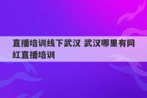 直播培训线下武汉 武汉哪里有网红直播培训