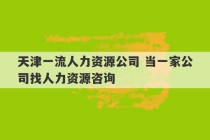 天津一流人力资源公司 当一家公司找人力资源咨询