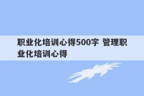 职业化培训心得500字 管理职业化培训心得