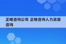 正略咨询公司 正略咨询人力资源咨询