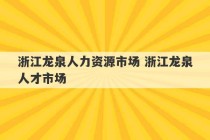 浙江龙泉人力资源市场 浙江龙泉人才市场