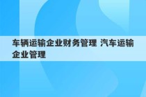 车辆运输企业财务管理 汽车运输企业管理