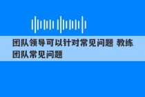 团队领导可以针对常见问题 教练团队常见问题