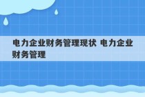 电力企业财务管理现状 电力企业财务管理